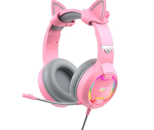 Audifonos gaming rosado - orejas de gato
